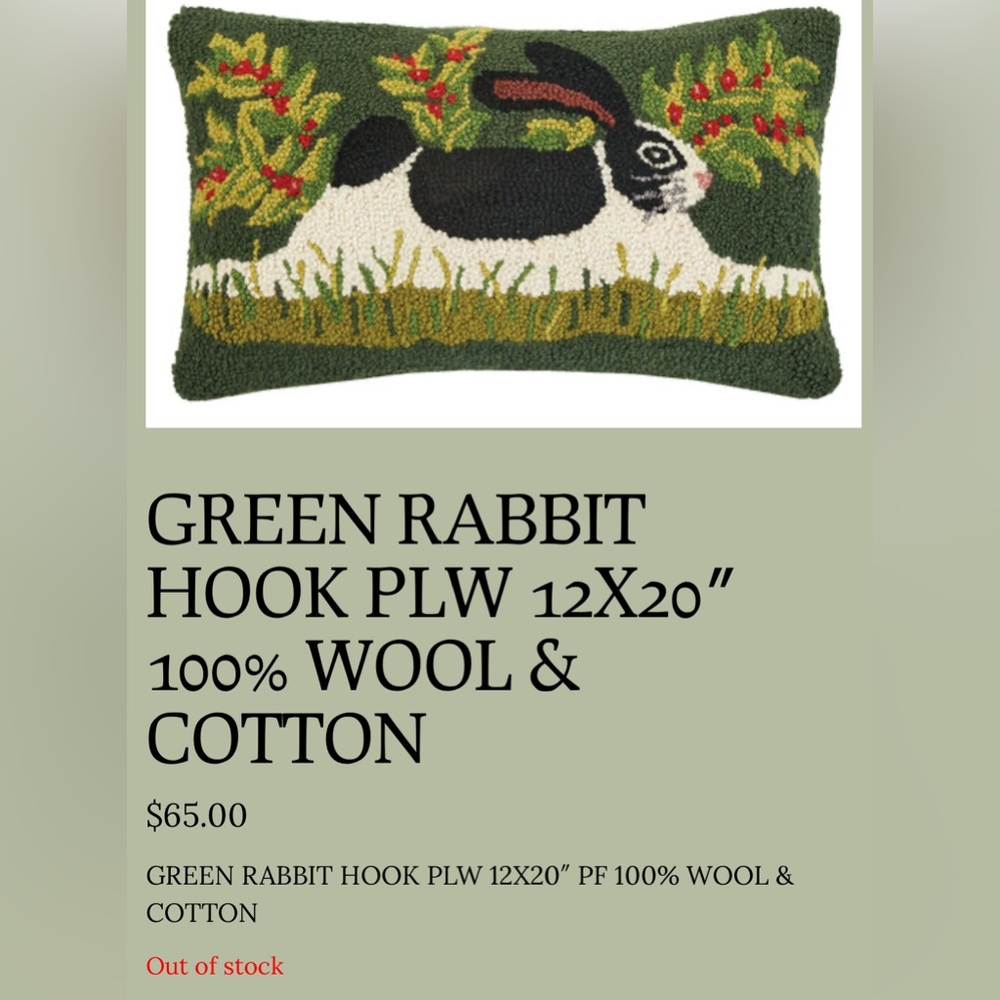 Green Rabbit Hook Pillow by [Brand]